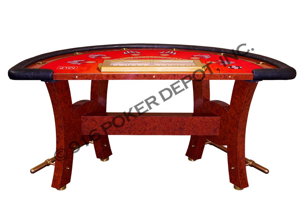 Blackjack Table with Drink Railing, H-Base and Foot Railing