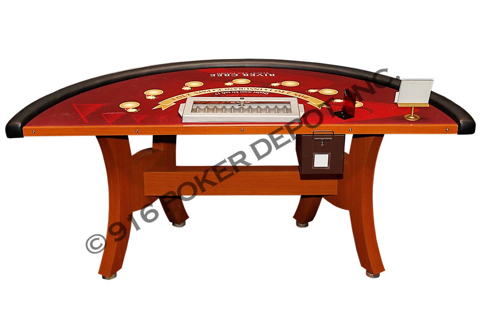 Blackjack Table with H-Style Base in Cherry Formica Laminate